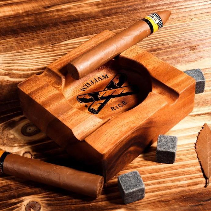 Personalized Cigar Ashtray, Cigar Holder, Unique Ashtray, Name Ashtray, Cigar Accessory, Husband & Fathers Gift, Groomsman Gift - auphotoblanket