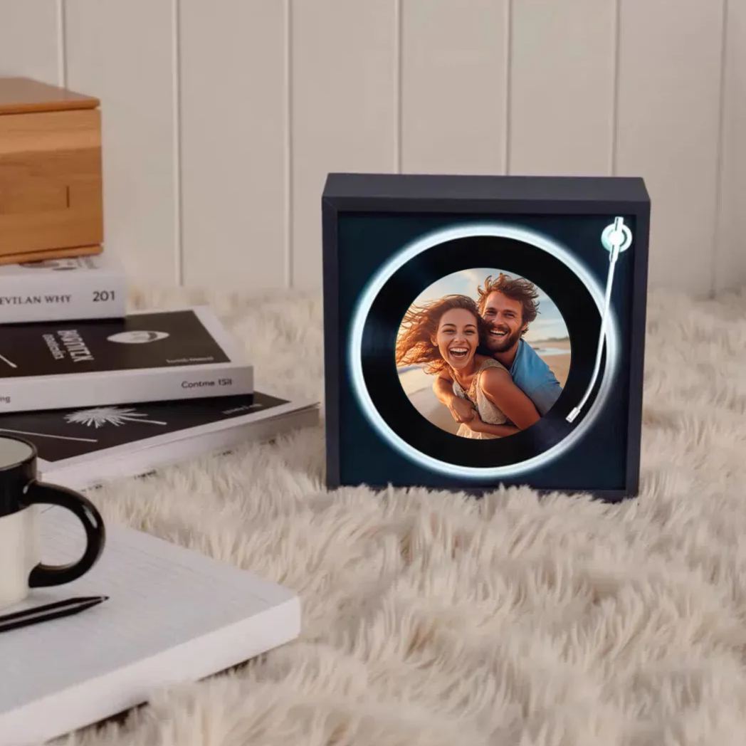 Custom Music Fridge Magnet with Night Light Mode That Plays Music Without Phone with Brightness Adjustment & Bluetooth Speaker Function Music Gift for Couples - auphotoblanket