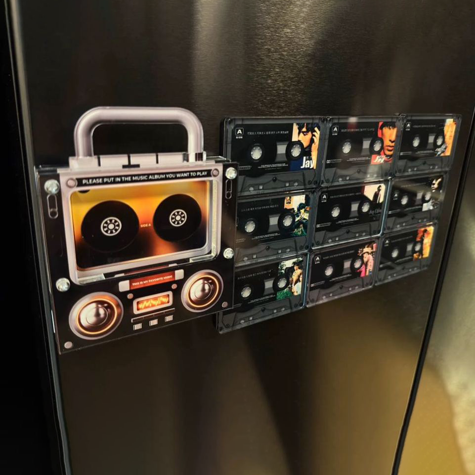 Custom Music Mixtape Fridge Magnet with Preview | Auto-Play 1/3/6/9 Songs Cassette Style Photo Magnet with Changeable Tape & Song | No App Needed Romantic Gift for Couples & Anniversary - auphotoblanket