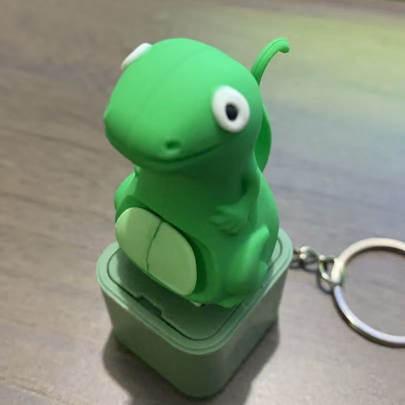 Lizard Keychain, Rechargeable Stress-Relieving Clicky Keyboard, Adult Animals Fidgets Single Key, Frog Croaking Stress Reliever with Colorful Lights (1 Pcs)