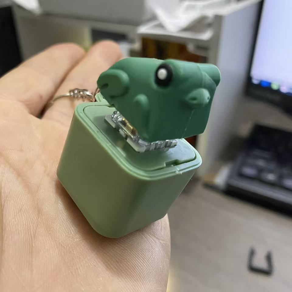 Lizard Keychain, Rechargeable Stress-Relieving Clicky Keyboard, Adult Animals Fidgets Single Key, Frog Croaking Stress Reliever with Colorful Lights (1 Pcs)