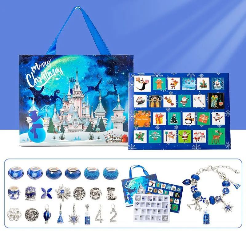 Christmas Princess Advent Calendar Bracelet 24 Days of Christmas Countdown Calendar Jewellery Blind Box, DIY Jewelry Making Kit with Charm Beads, DIY Christmas Bracelet Gifts for Girls - auphotoblanket