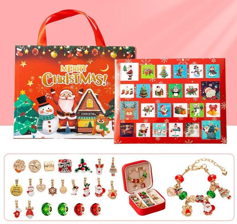 Christmas Princess Advent Calendar Bracelet 24 Days of Christmas Countdown Calendar Jewellery Blind Box, DIY Jewelry Making Kit with Charm Beads, DIY Christmas Bracelet Gifts for Girls - auphotoblanket