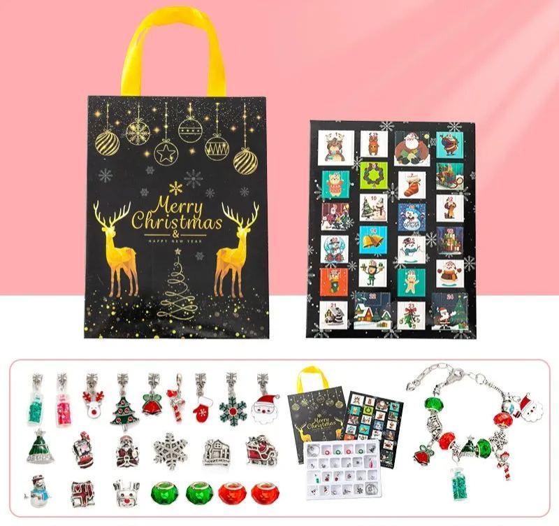 Christmas Princess Advent Calendar Bracelet 24 Days of Christmas Countdown Calendar Jewellery Blind Box, DIY Jewelry Making Kit with Charm Beads, DIY Christmas Bracelet Gifts for Girls - auphotoblanket