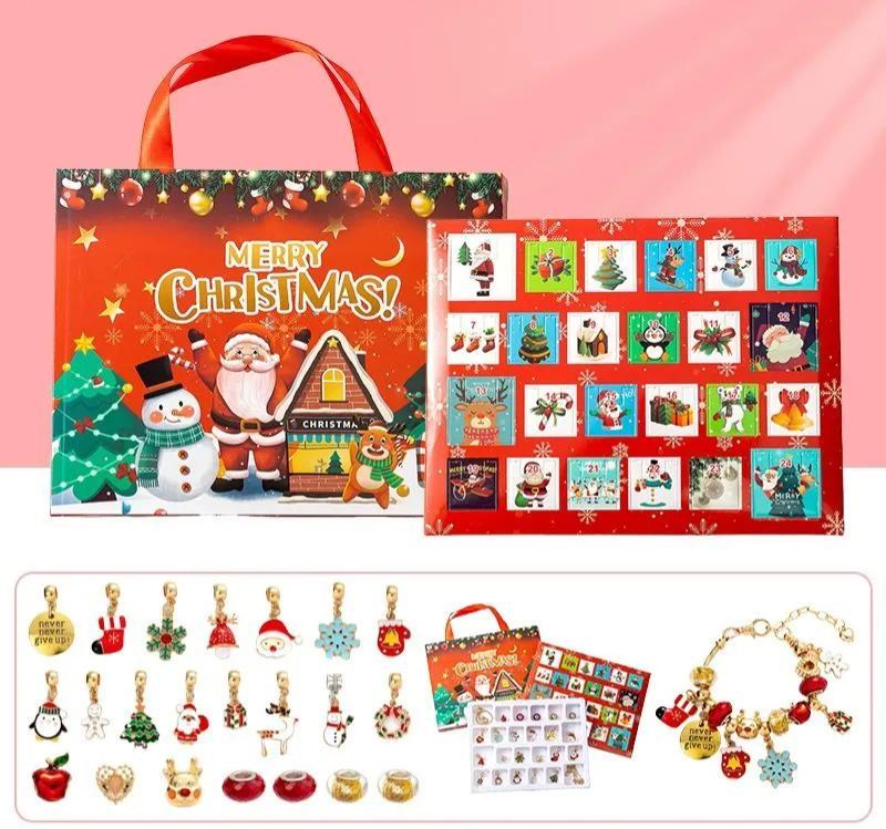 Christmas Princess Advent Calendar Bracelet 24 Days of Christmas Countdown Calendar Jewellery Blind Box, DIY Jewelry Making Kit with Charm Beads, DIY Christmas Bracelet Gifts for Girls - auphotoblanket