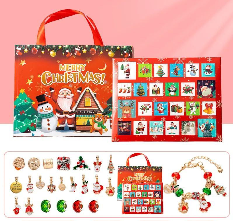 Christmas Princess Advent Calendar Bracelet 24 Days of Christmas Countdown Calendar Jewellery Blind Box, DIY Jewelry Making Kit with Charm Beads, DIY Christmas Bracelet Gifts for Girls - auphotoblanket