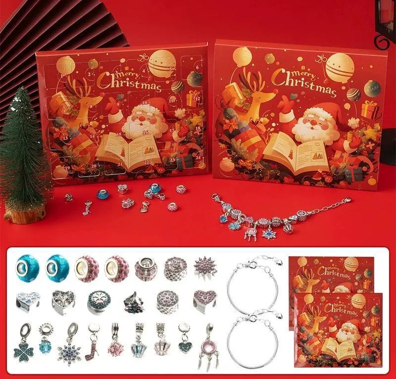 Christmas Princess Advent Calendar Bracelet 24 Days of Christmas Countdown Calendar Jewellery Blind Box, DIY Jewelry Making Kit with Charm Beads, DIY Christmas Bracelet Gifts for Girls - auphotoblanket