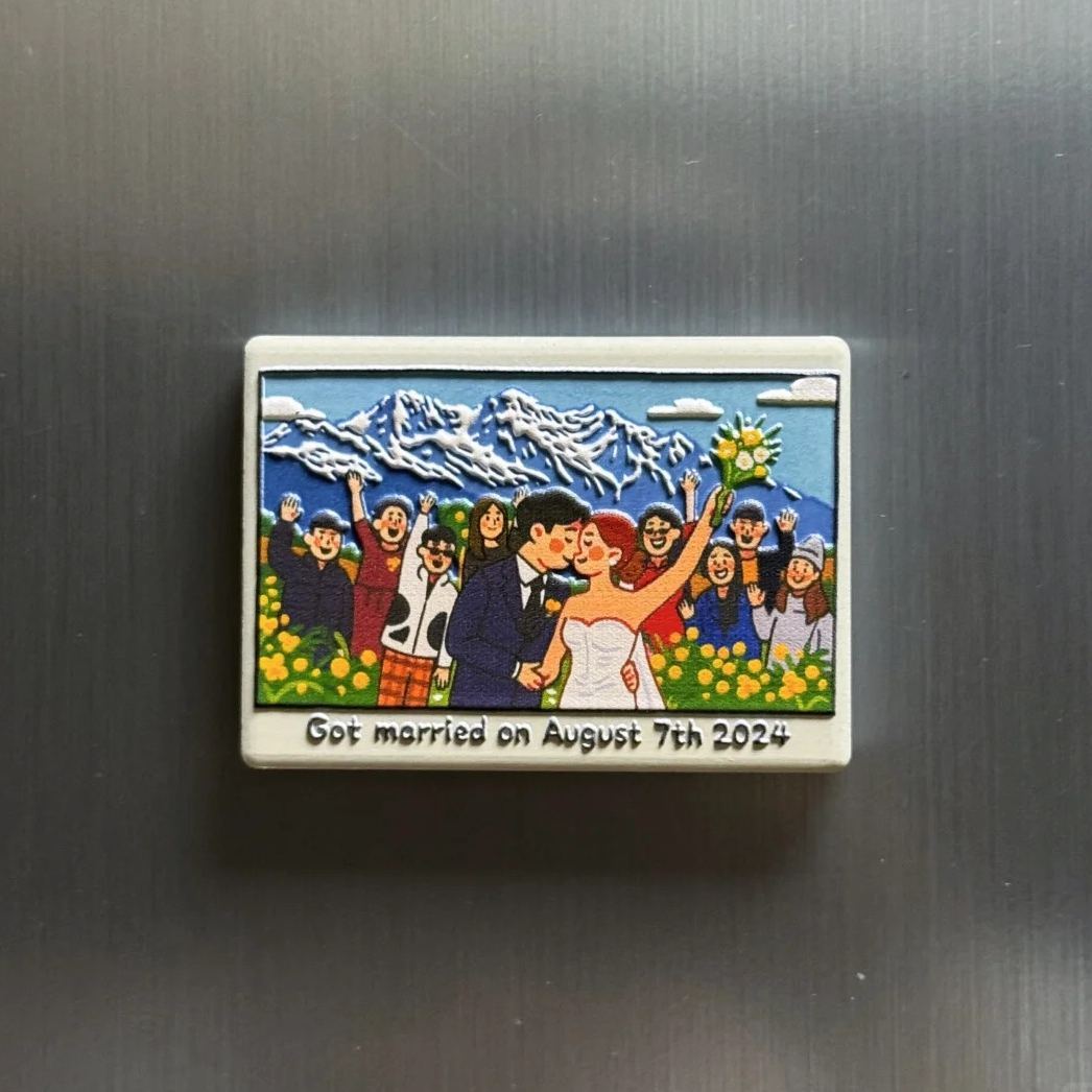 Custom Illustrated Fridge Magnet Personalized Photo to Illustration with 3D Effect Unique Gift for Anniversary, Birthday, or Travel Memories - auphotoblanket