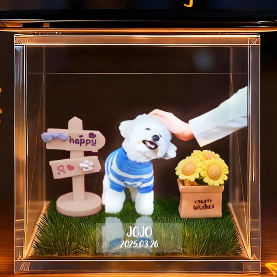 3D Pet Holographic House Custom Pet Memorial Display Crystal-Clear Holographic Image