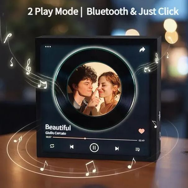 Custom Music Fridge Magnet with Night Light Mode That Plays Music Without Phone with Brightness Adjustment & Bluetooth Speaker Function Music Gift for Couples - auphotoblanket