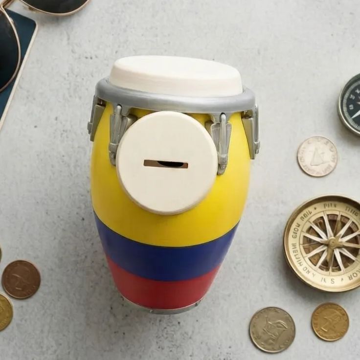 3D Printed Conga Drum Piggy Bank Coin Bank Can Cooler, Cuba Flag Decor, Music Lover Gift - auphotoblanket