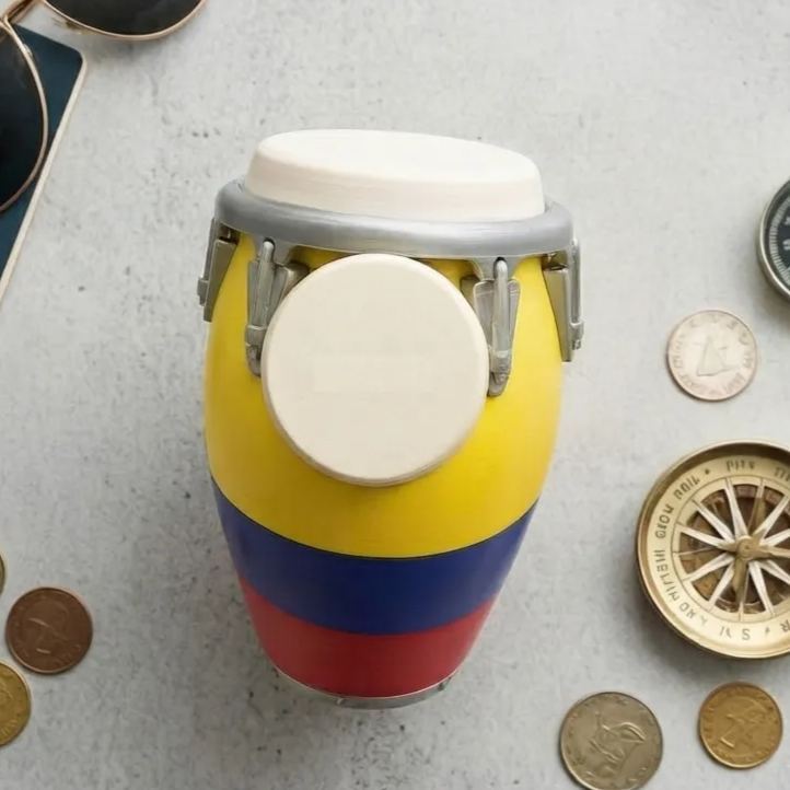 3D Printed Conga Drum Piggy Bank Coin Bank Can Cooler, Cuba Flag Decor, Music Lover Gift - auphotoblanket