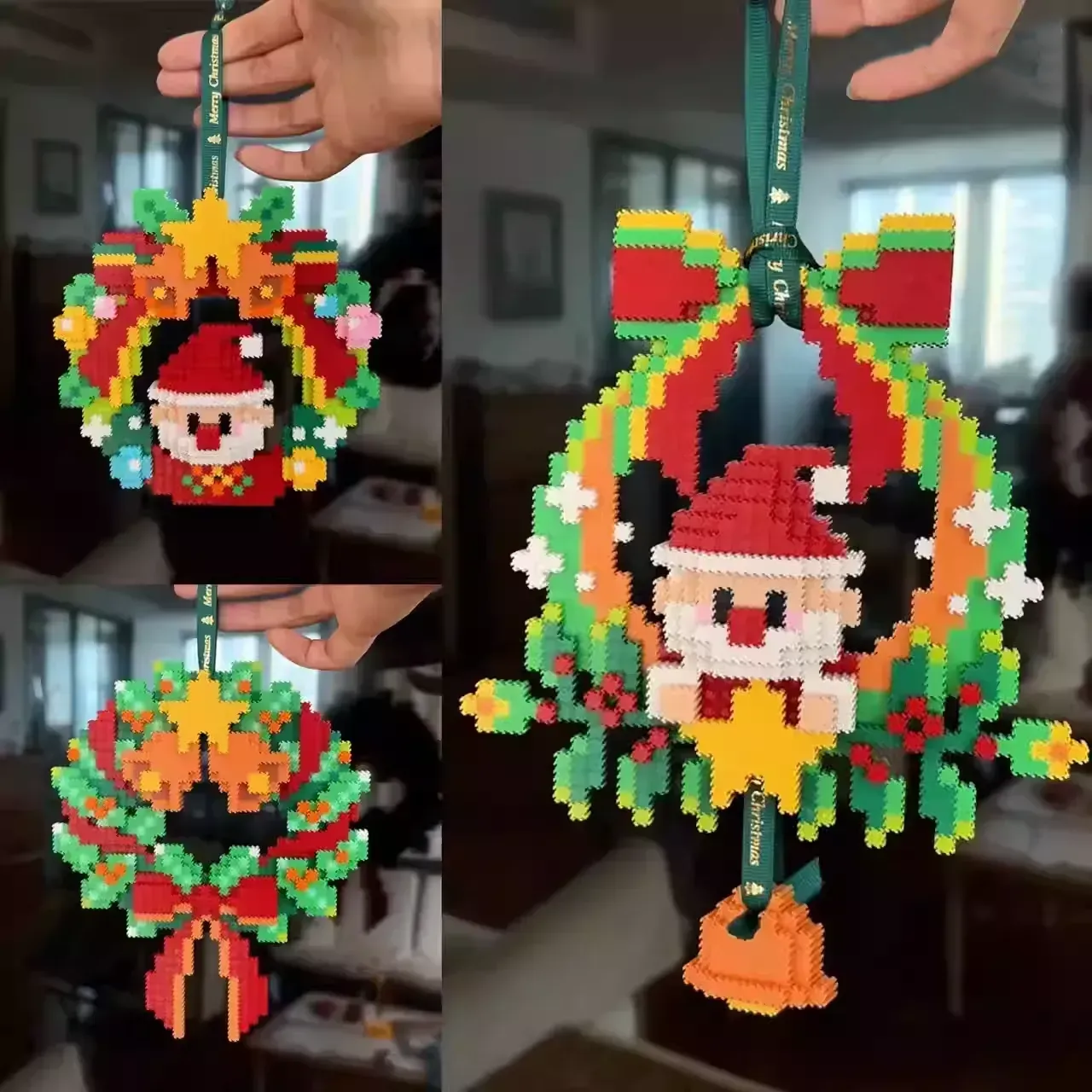 Christmas Wreath Building Blocks Christmas Ornament 1 Pcs - auphotoblanket