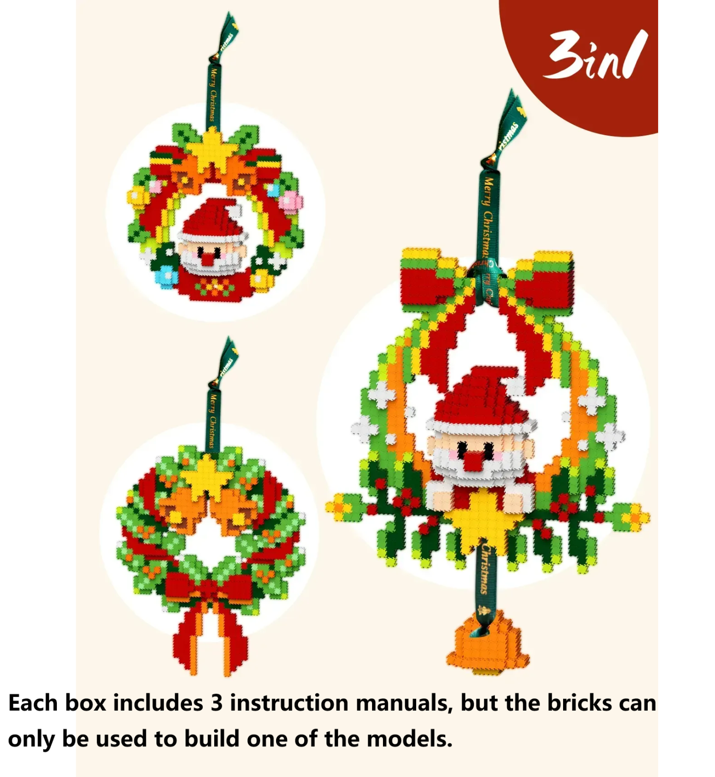 Christmas Wreath Building Blocks Christmas Ornament 1 Pcs - auphotoblanket