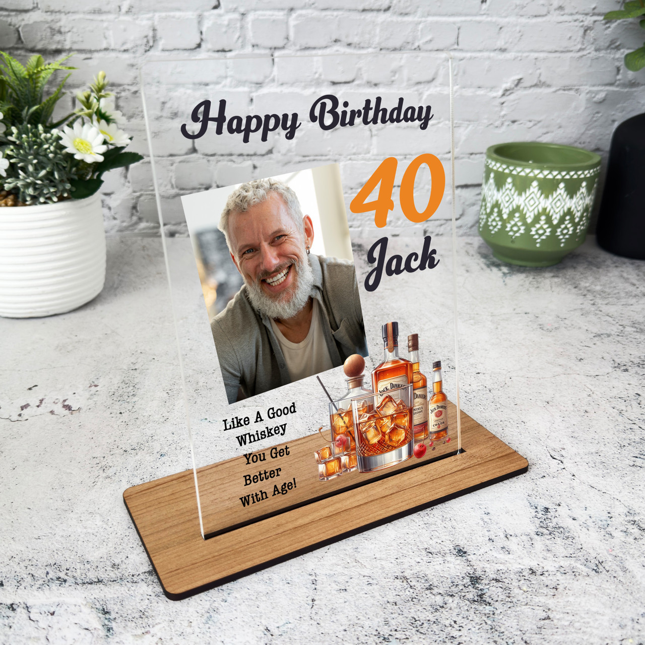 Birthday Gift Whisky Bottles Photo Custom Personalised Gift Acrylic Plaque