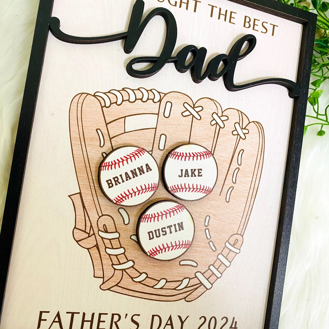 Personalized We Caught The Best Dad, Kid's Name Personalized Throwing Ball, Active Sports, Great Ball Catcher, Gift for Dad - auphotoblanket