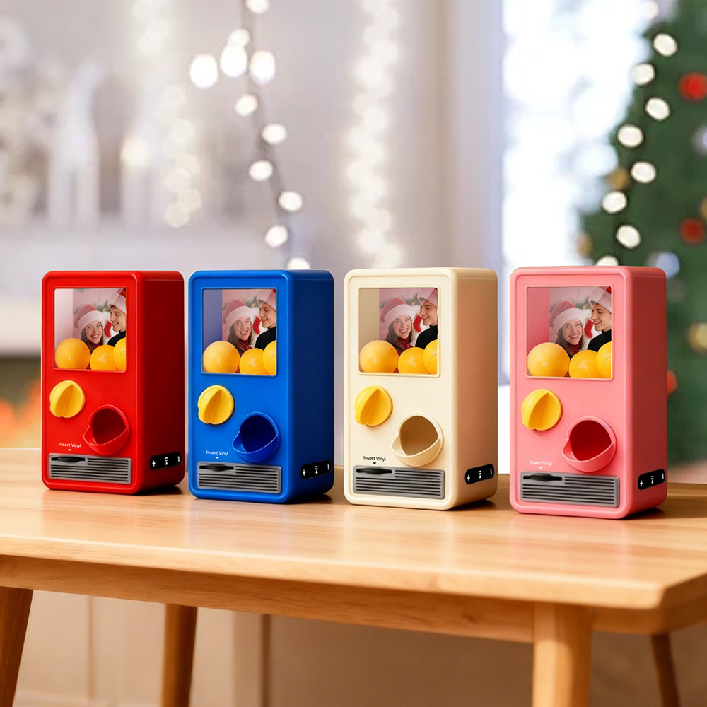 (Pre-Sale, Ships on 25/10) Personalized Music and Photo Music Gachapon Machine Custom Song Mini Record Box Retro Christmas Gifts for Her - auphotoblanket