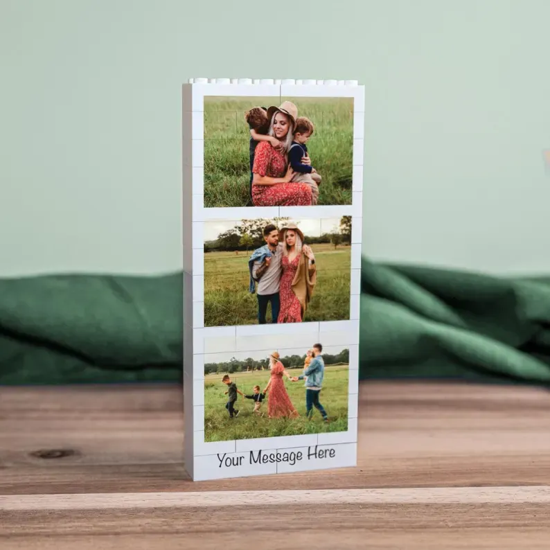 Personalised Daddy & Me Building Brick Photo Block, Gift for Dad, Puzzle, Grandad, Grandpa, Birthday Gift, Father's Day Gift Idea - auphotoblanket