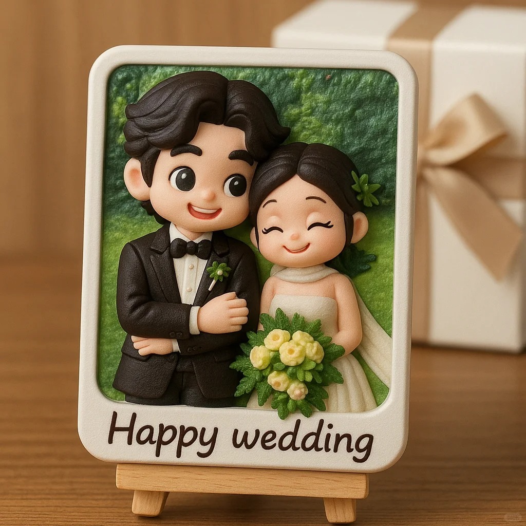 Handmade 3D Wedding Couple Figure Custom Portrait Sculpture Keepsake Gift for Anniversary - auphotoblanket