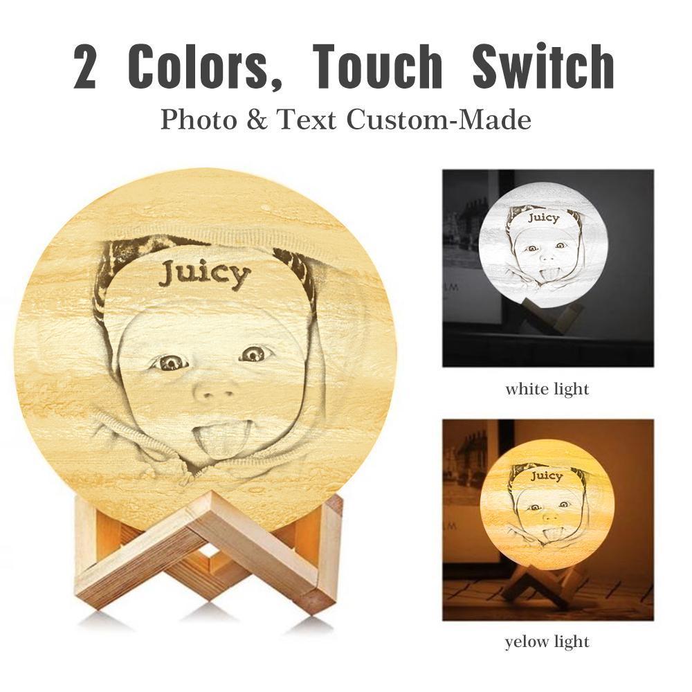 Custom 3D Printing Photo Jupiter Lamp With Your Text - For Baby - Touch Two Colors(10cm-15cm) - auphotoblanket