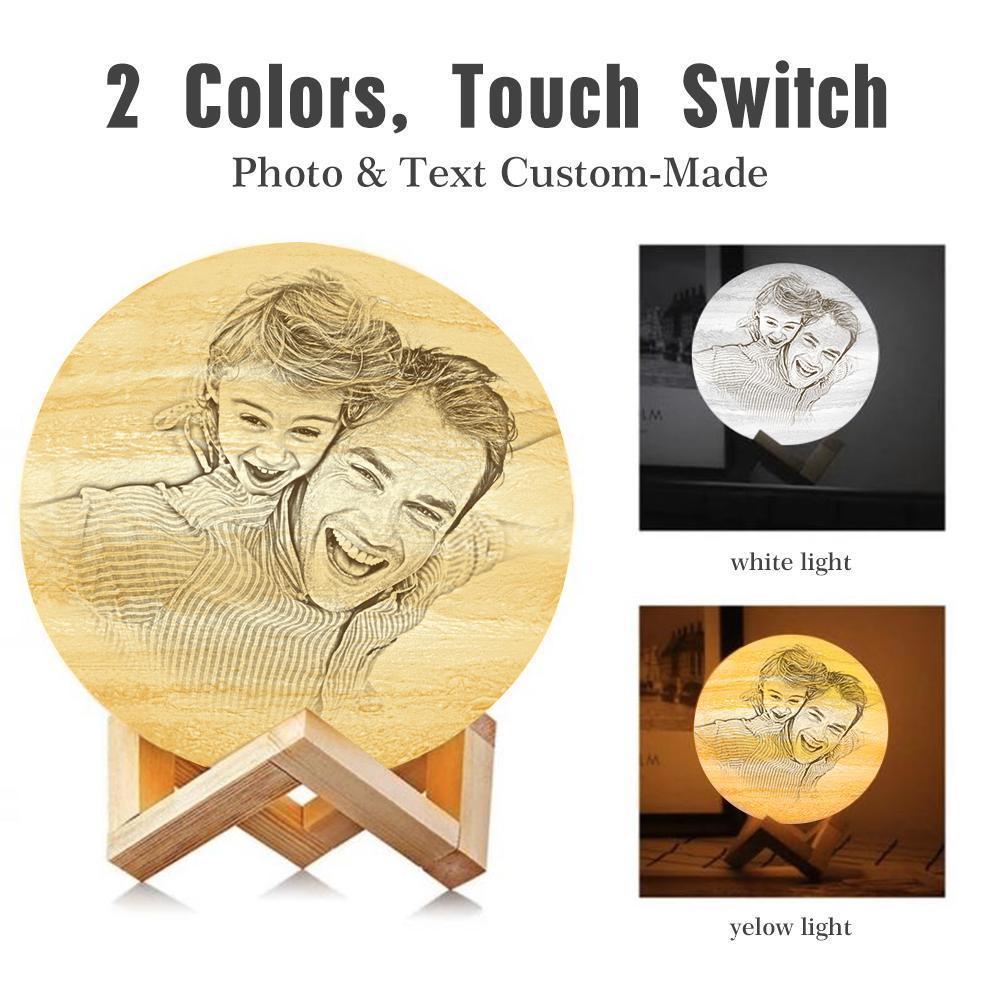 Custom 3D Printing Photo Jupiter Lamp With Your Text - For Family - Touch Two Colors(10cm-15cm)