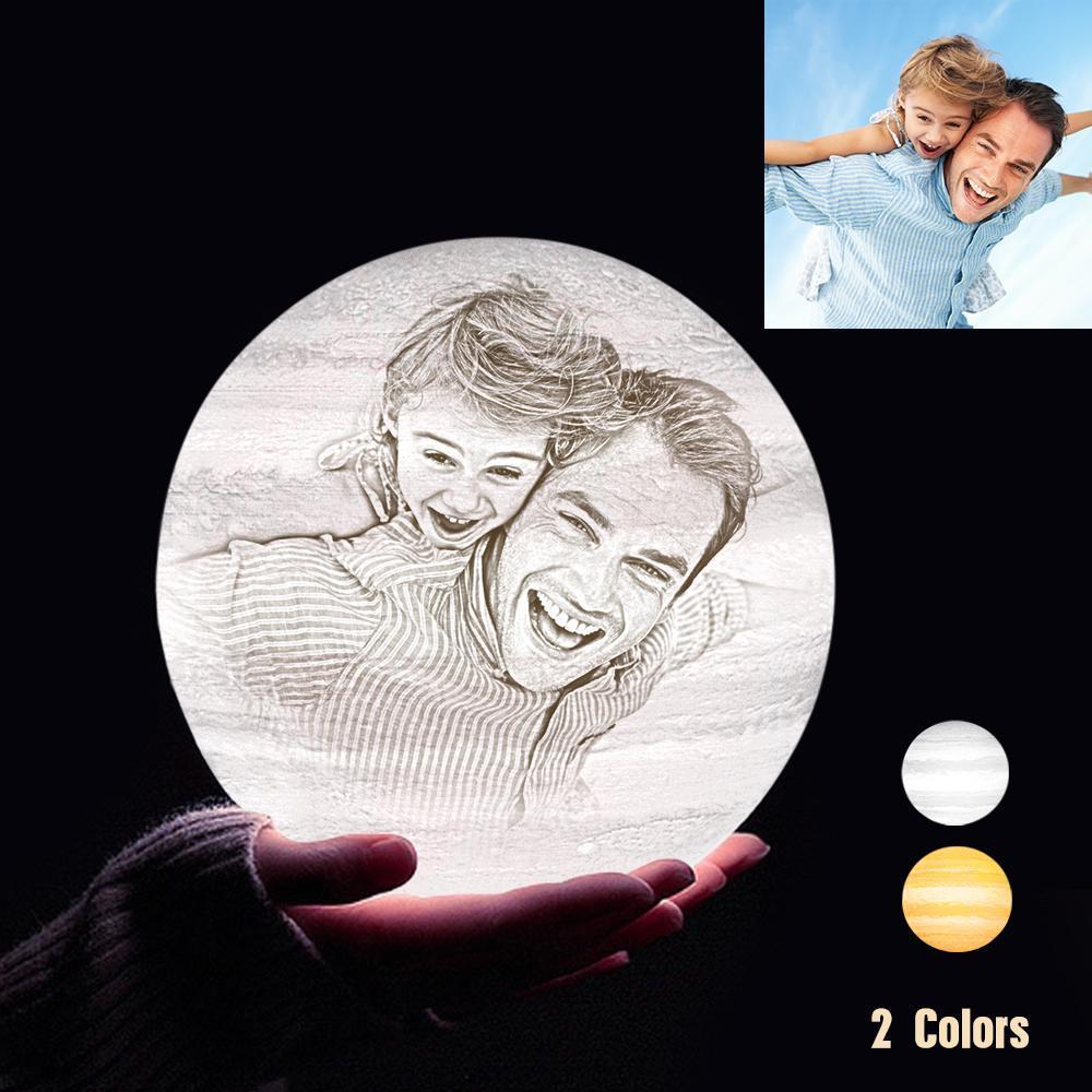 Custom 3D Printing Photo Jupiter Lamp With Your Text - For Family - Touch Two Colors((10cm-15cm) - auphotoblanket