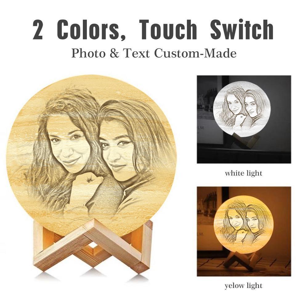 Custom 3D Printing Photo Jupiter Lamp With Your Text - For Friends - Touch Two Colors(10cm-15cm) - auphotoblanket