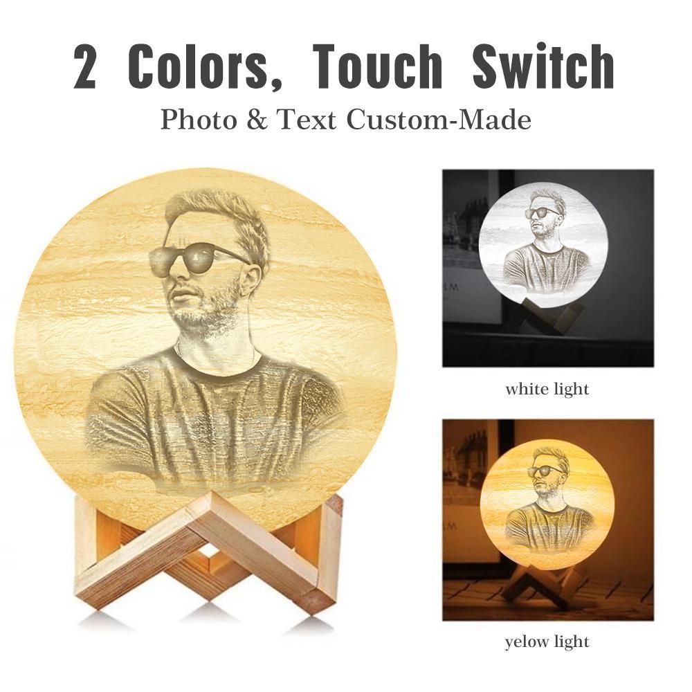 Custom 3D Printing Photo Jupiter Lamp With Your Text - For Lover - Touch Two Colors(10cm-15cm) - auphotoblanket