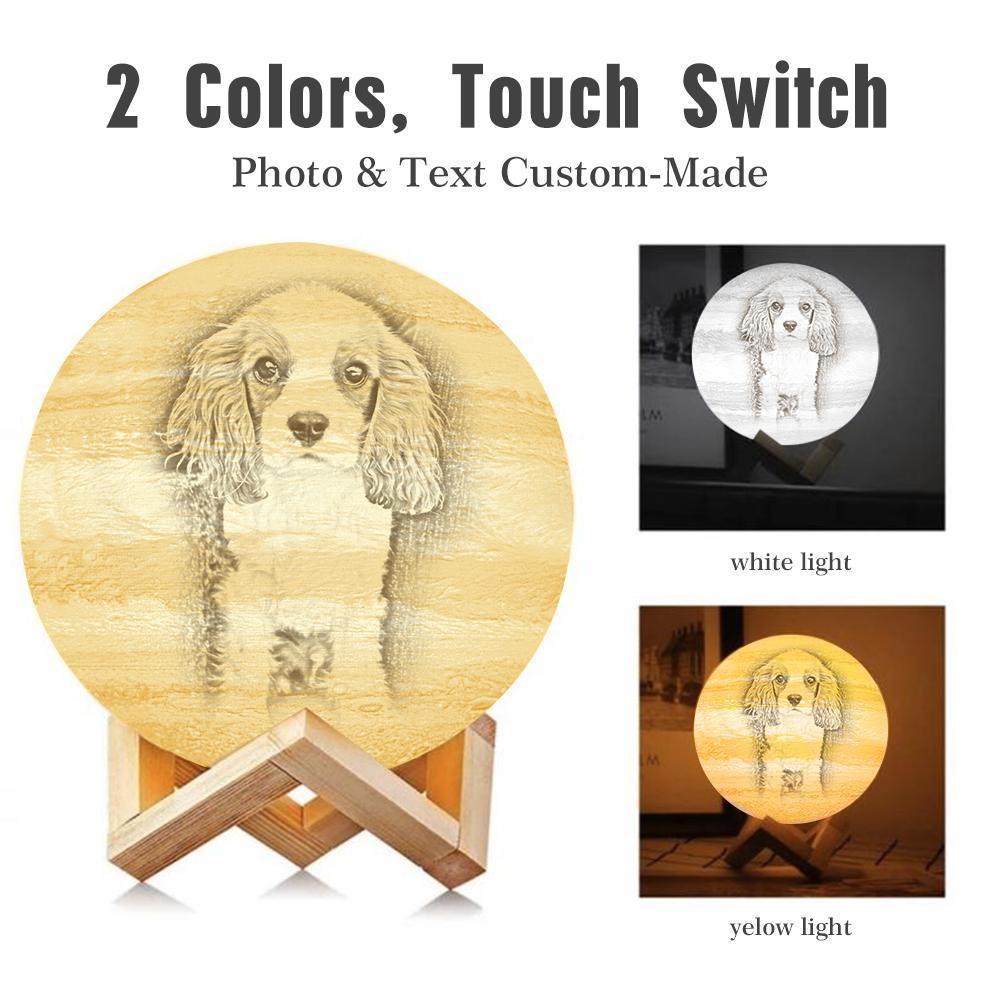 Custom 3D Printing Photo Jupiter Lamp With Your Text - For Pet Lover - Touch Two Colors(10cm-15cm) - auphotoblanket