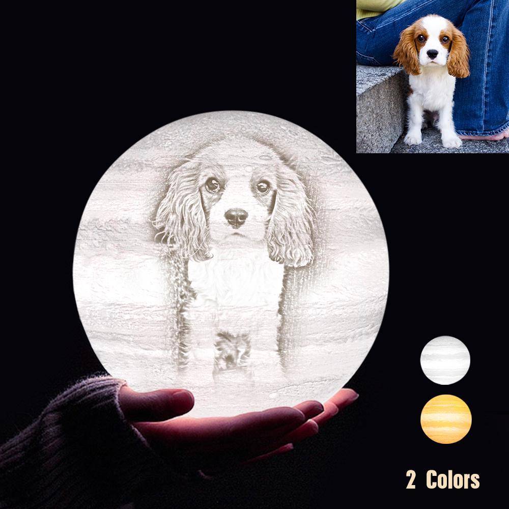 Custom 3D Printing Photo Jupiter Lamp With Your Text - For Pet Lover - Touch Two Colors(10cm-15cm) - auphotoblanket