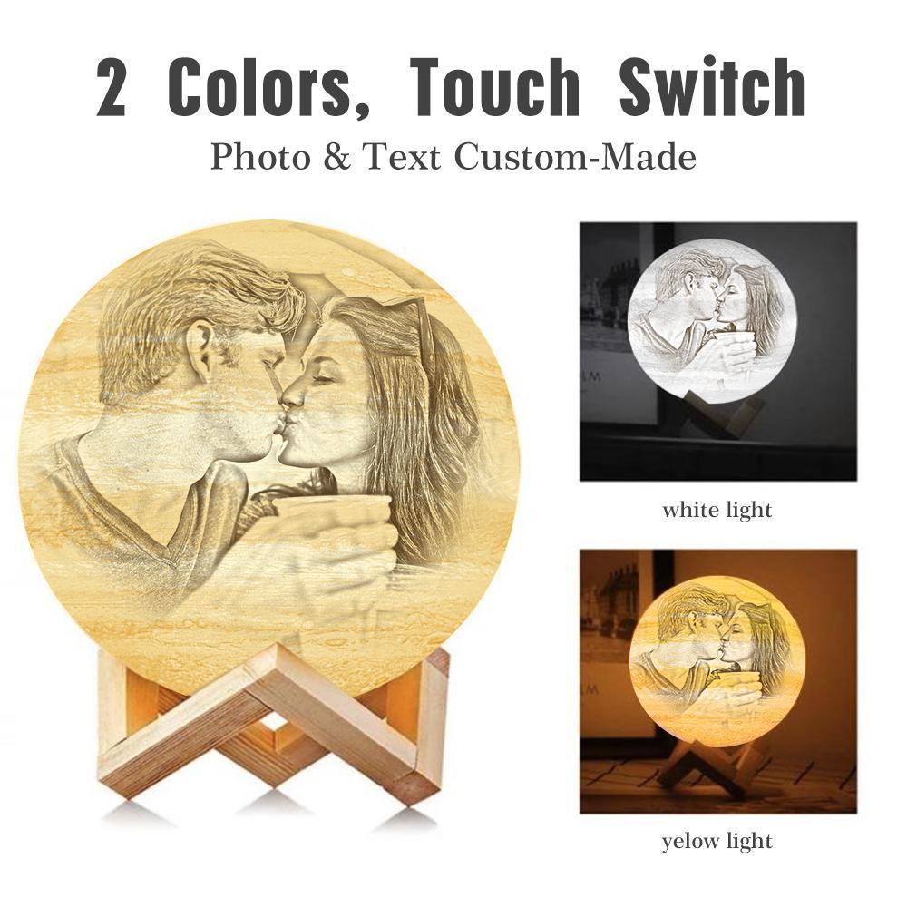 Custom 3D Printing Photo Jupiter Lamp With Your Text - For Valentine - Touch Two Colors(10cm-15cm) - auphotoblanket