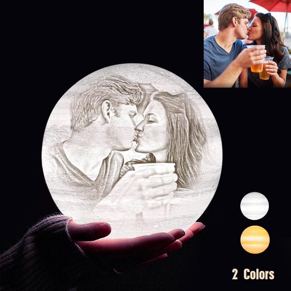 Custom 3D Printing Photo Jupiter Lamp With Your Text - For Valentine - Touch Two Colors(10cm-15cm) - auphotoblanket