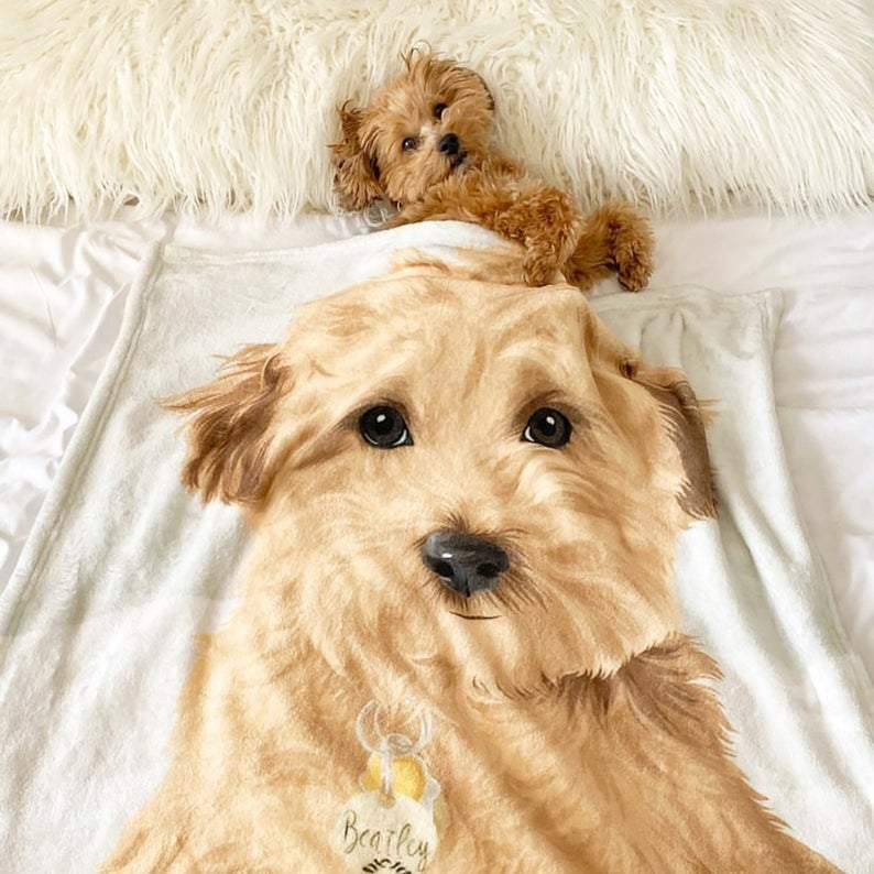 Warm Gifts Customized Pet Portrait Fleece Blanket Custom Dog Blankets Personalised Pet Photo Blankets