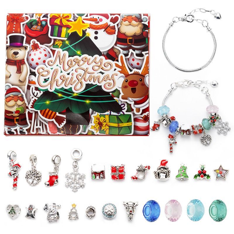 Christmas Princess Advent Calendar Bracelet 24 Days of Christmas Countdown Calendar Jewellery Blind Box, DIY Jewelry Making Kit with Charm Beads, DIY Christmas Bracelet Gifts for Girls - auphotoblanket