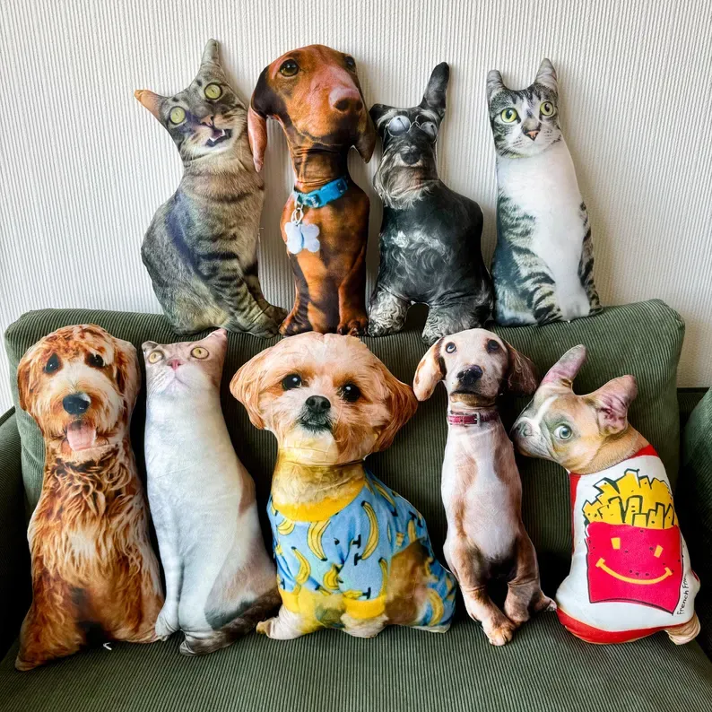 Custom Pet Photo Pillow, Custom Pet Face Pillow, 3D Portrait Pillow