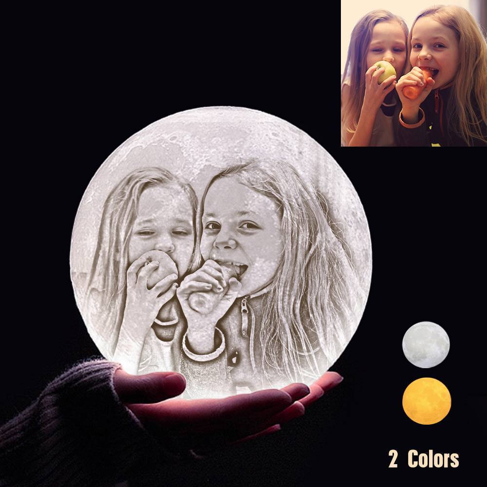 Custom 3D Printing Photo Moon Light With Your Text-For Baby-Touch Two Colors(10-15cm) - auphotoblanket