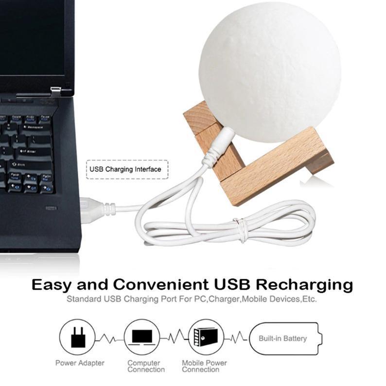 Custom Photo Moon Lamp 3D Printing Lamp - Touch 2 Colors - auphotoblanket