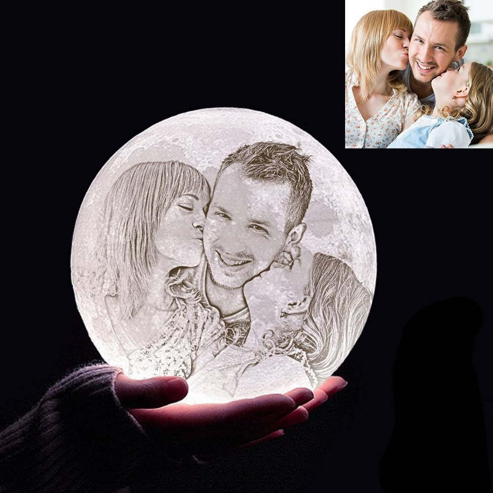 Custom 3D Printing Photo Moon Light With Your Text-For Family-Touch Two Colors(10-20cm)