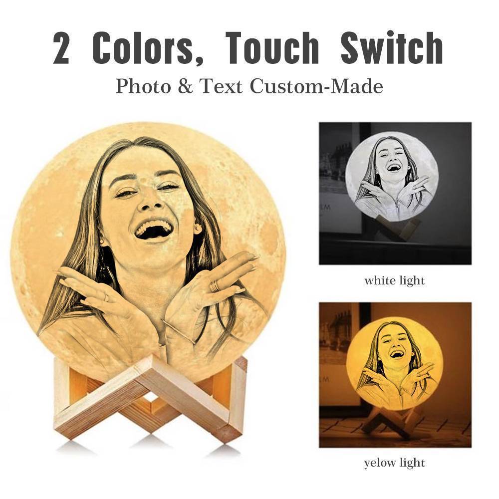 Custom 3D Printing Photo Moon Light With Your Text-For Lover-Touch Two Colors(10-15cm) - auphotoblanket