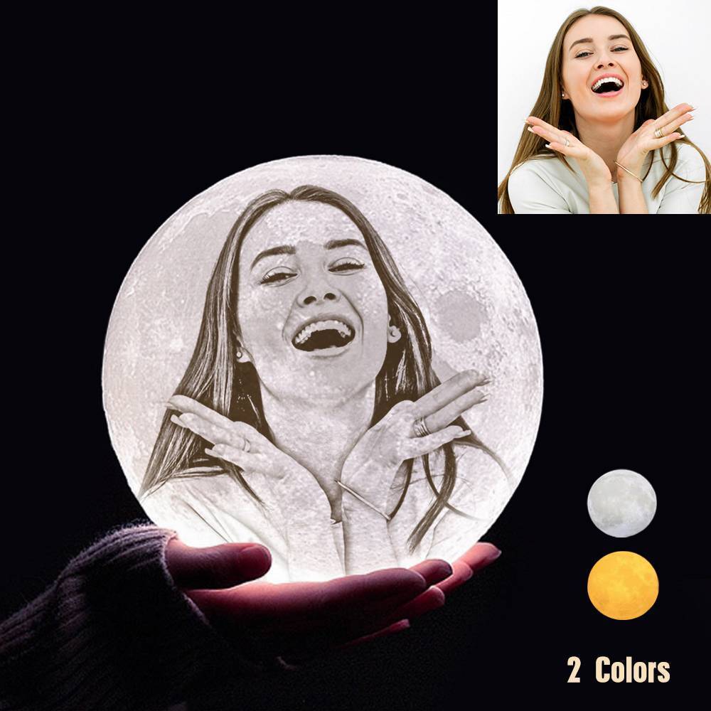 Custom 3D Printing Photo Moon Light With Your Text-For Lover-Touch Two Colors(10-15cm) - auphotoblanket