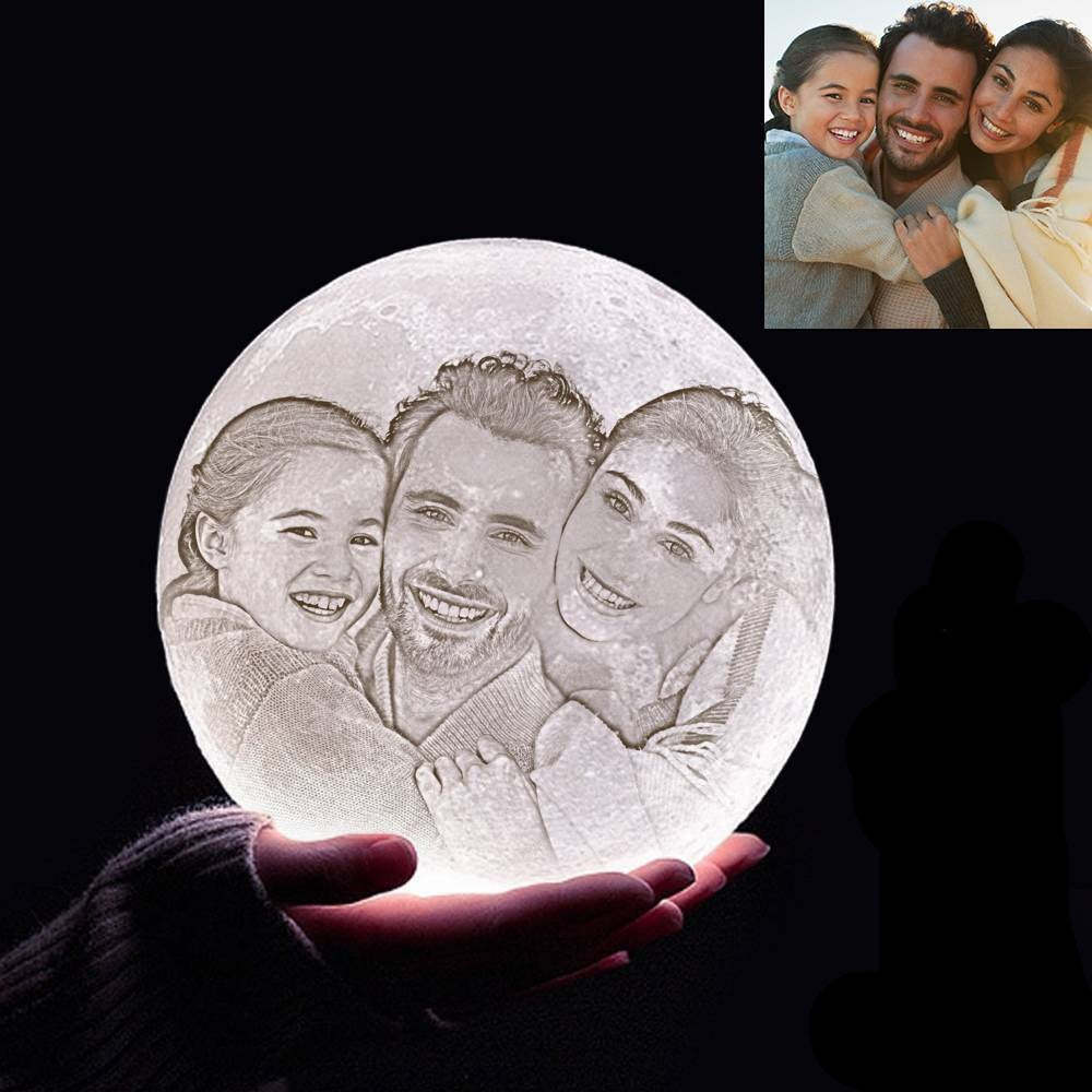 Custom 3D Printing Photo Moon Light With Your Text-For Family-Tap 3 Colors(10-20cm)