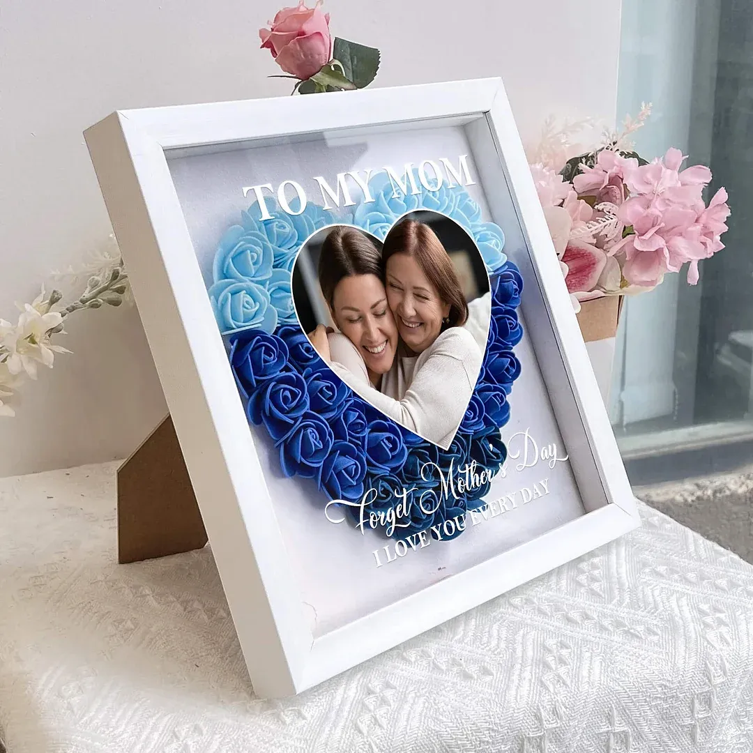 Mom Gift I Love You Every Day - Personalised Flower Shadow Box - auphotoblanket