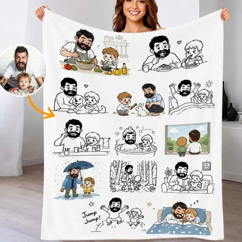 DIY Drawing Blanket (Optional 24-Color Marker Set) Create Your Art Blanket Washable Keepsake Blanket for Kids & Adults - auphotoblanket