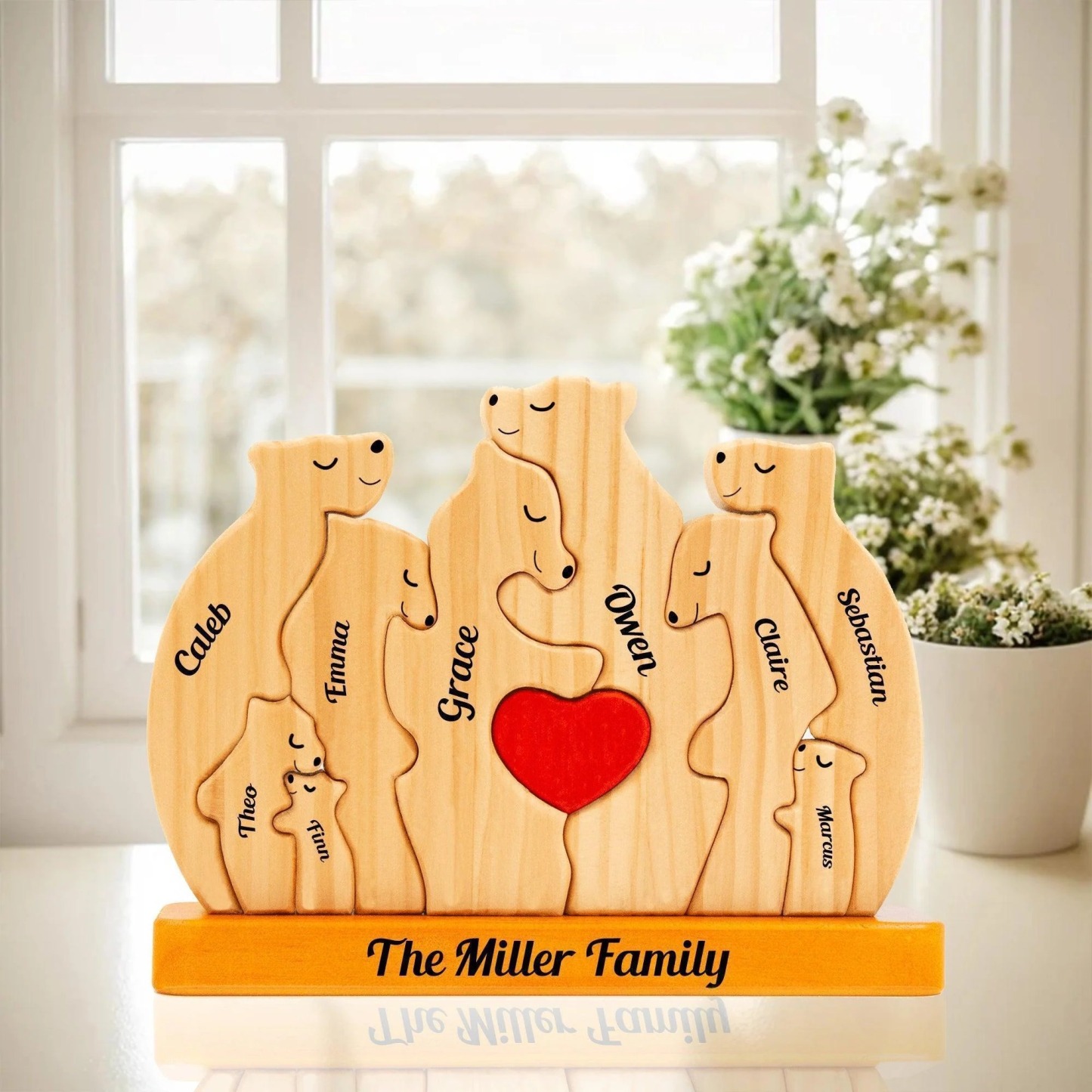 Personalized Wooden Bears Family, Bear Shaped Wood Puzzle with Custom Name- Gift for Mother's Day, Thanksgiving, Christmas