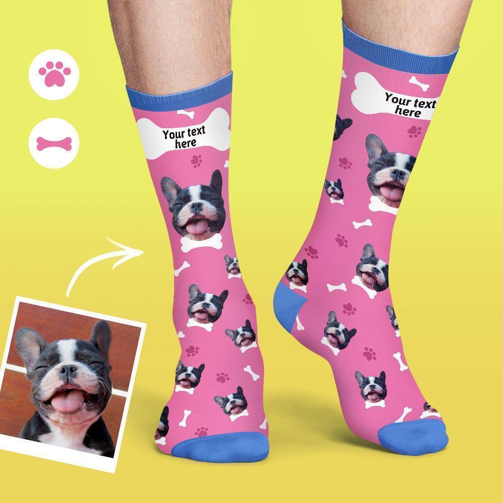 Personalised Socks Custom Photo Socks Dog Photo Socks With Your Text - Pink