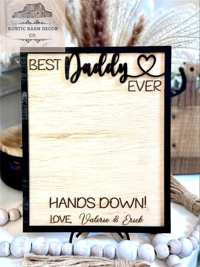 Custom Father's Day Day gift | Best daddy ever | Handprint Sign | DIY children's gift | Best dad ever,Personalized Engraved Wooden Sign for dad - auphotoblanket