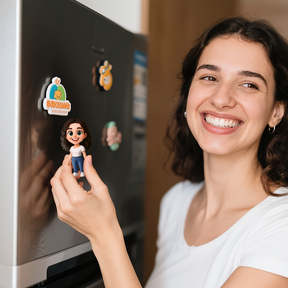 Custom 3D Cartoon Fridge Magnet from Photo Personalized Mini Character Magnetic Gift Unique Decoration for Him or Her - auphotoblanket