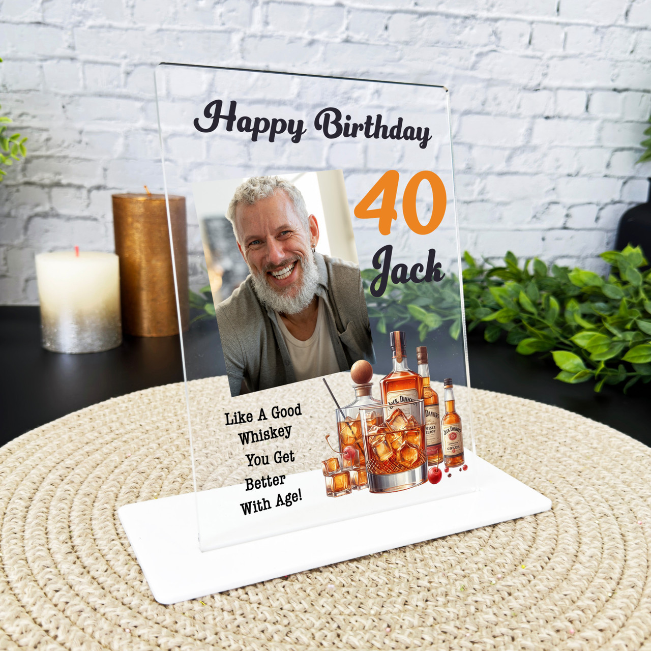 Birthday Gift Whisky Bottles Photo Custom Personalised Gift Acrylic Plaque