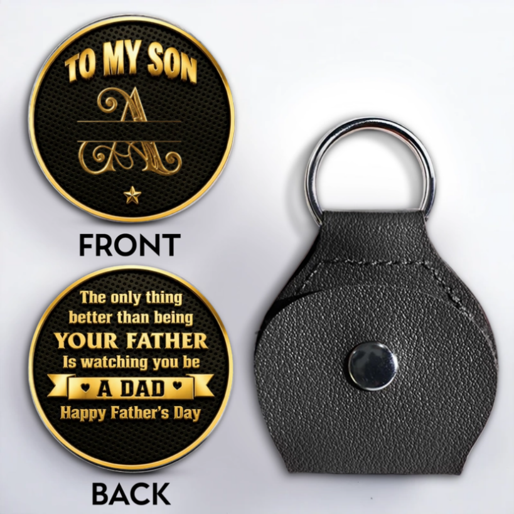 To My Son Watching You Be A Dad Monogram Initial - Personalized Custom Pocket Hug - MyPhotoSocksAu
