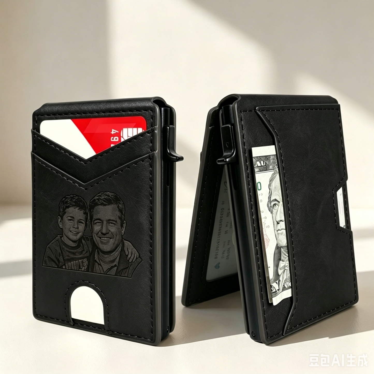 Custom Wallet for Men,with Cash Pocket ,Smart Slim Pop Up Credit Card Holder Flip with Magnetic Closure RFID Blocking Father's Day Gift - MyPhotoSocksAu